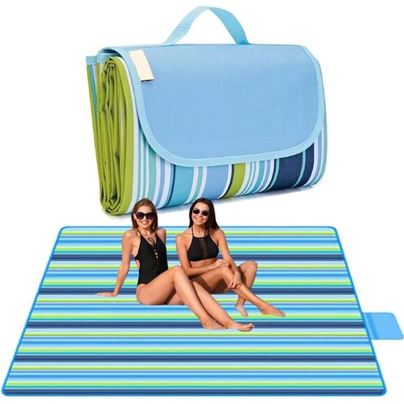 Picnic Blanket Beach Blankets 80"x60"Sandproof Water Travel Blanket Play Mat - Picture 1 of 8